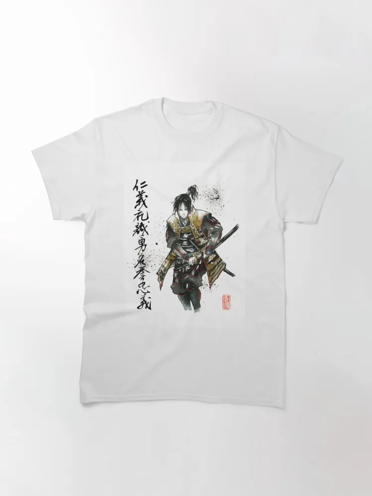 Samurai Battou With Seven Virtues Of Samurai Classic T-Shirt Short Sleeve Tops Tees Cotton Print Tshirts New Fashion Top Tees