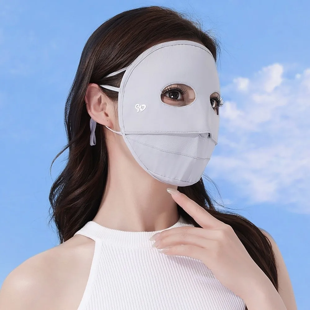 

Fashion Breathable Ice Silk Mask Solid Color Elastic Full Face Mask Anti-UV Traceless Sunscreen Mask Women