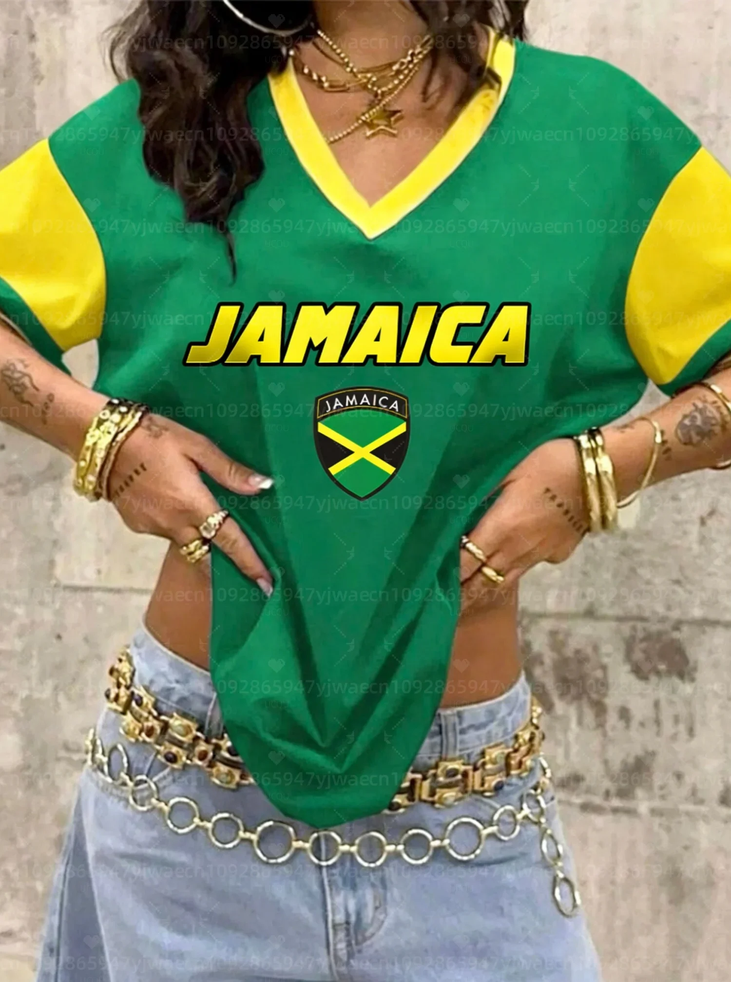 Jamaica Flag Casual Summer Tops Men T Shirt Women Tee Boys V NeckTop Children Parent Child Quick Dry Short Sleeves Kids Tshirt