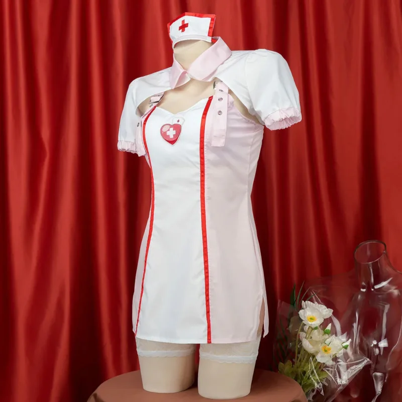 AniLV Anime Sweet Lovely Nurse Uniform Cosplay Women Buckle Adjustable Shoulder Strap Dress Costumes