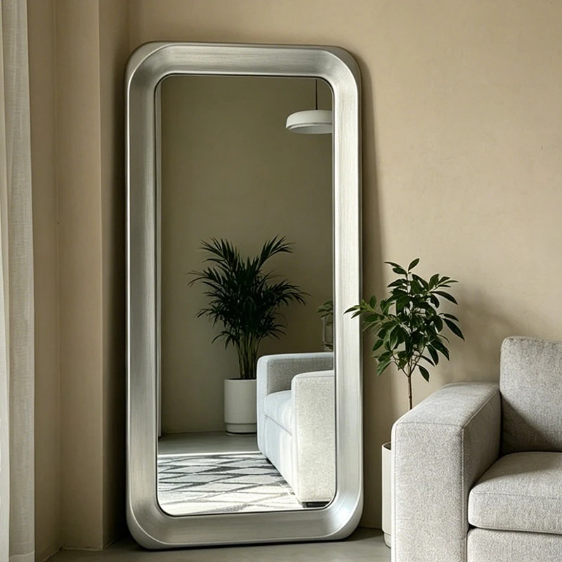 Simple full-body mirror Modern industrial style creative full-length mirror Bedroom floor-to-ceiling mirror