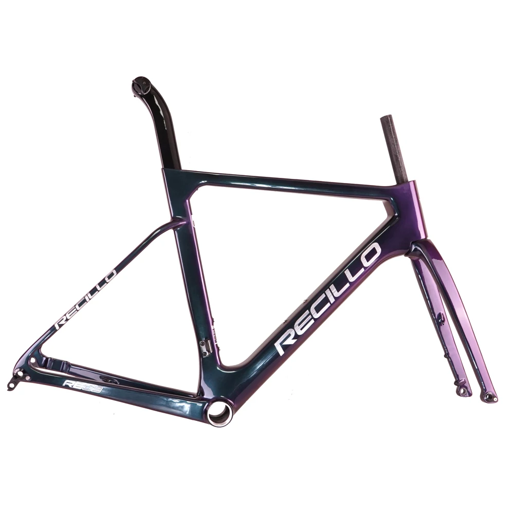 Purple Chameleon Glossy or Matt Carbon Fiber Road Frame with handlebar Bicycle Carbon T1000 Bike Frame Disc Brake