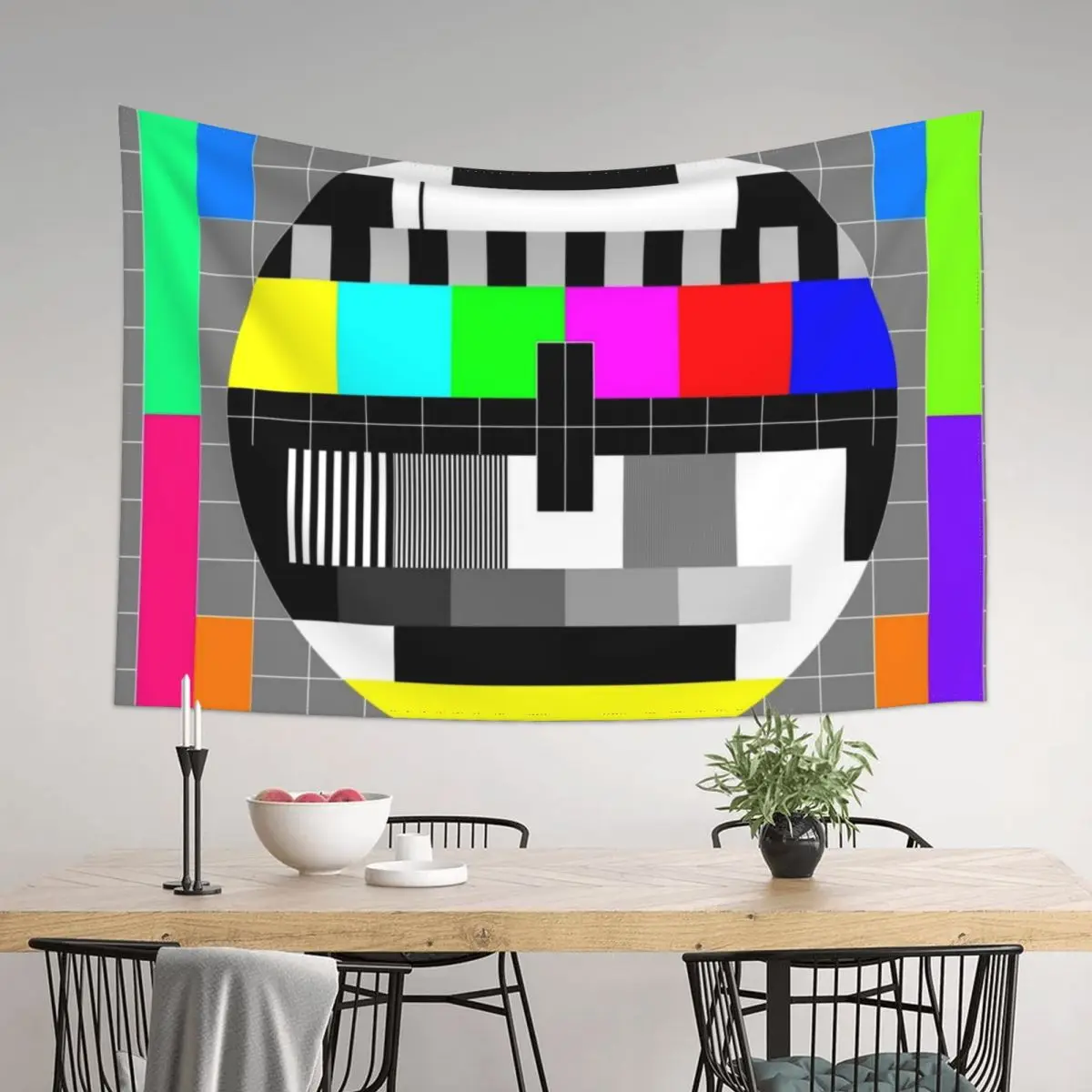 

PAL TV Test Card Tapestry Decoration Home Tapete For The Wall Decoration Pictures Room Wall Tapestry