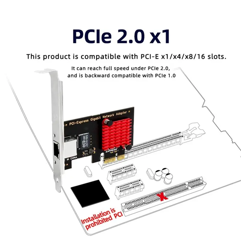 

Сетевая карта AED6-1000Mbps Pcie-RJ45, гигабитный Ethernet-адаптер, чип RTL8111EH, PCI Express LAN-конвертер, сетевая карта для настольных ПК