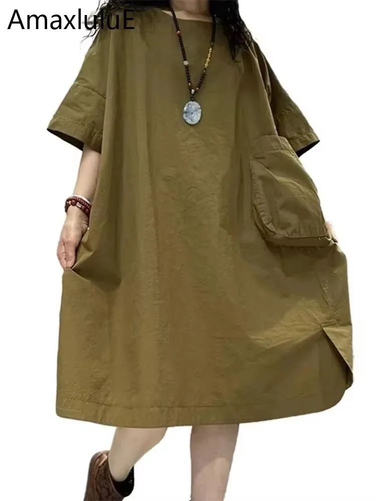 Amax lulue 2025 roupas de moda das mulheres verão solto longo vestidos casuais senhoras luxo vintage harajuku clássico elegante vestidos