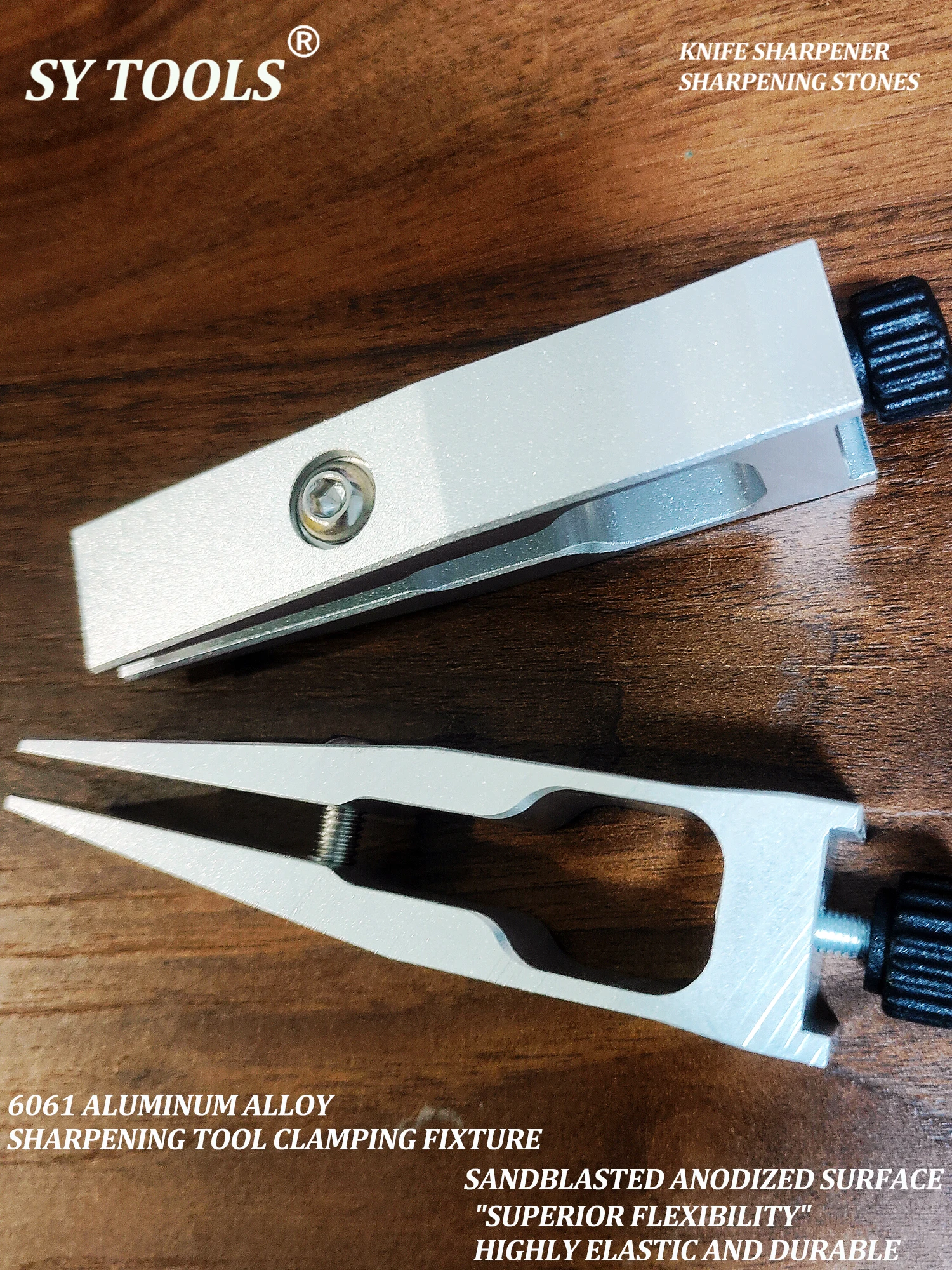 Sy Tools 2Pcs Adjustable Depth Knife Sharpening Blade Jig  6061-T6 Aluminum Knife Sharpener Clamp, Knife Blade Holder