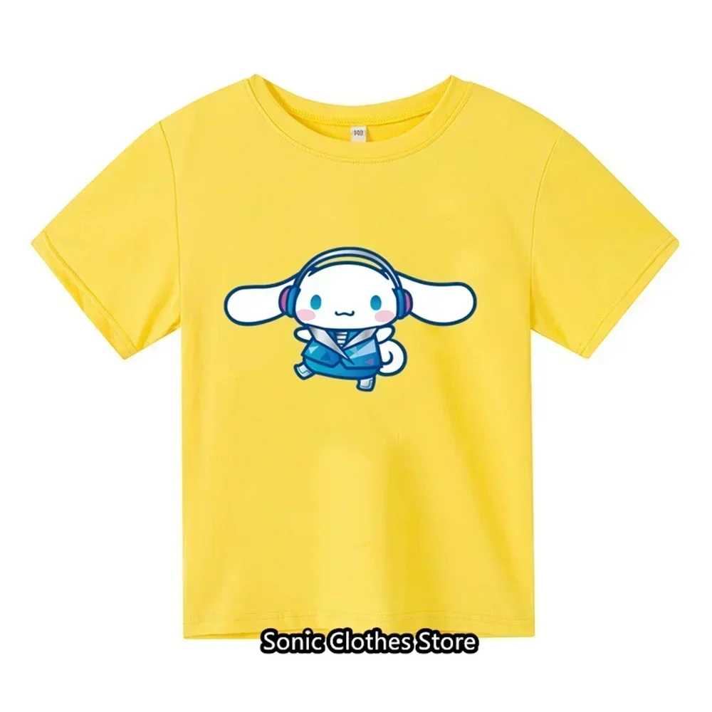 New MINISO Cinnamon T-shirt Children's Wear 3-14 Year Old Girls and Boys Fashion Casual Short sleeved Sanrio Cartoon T-shirt