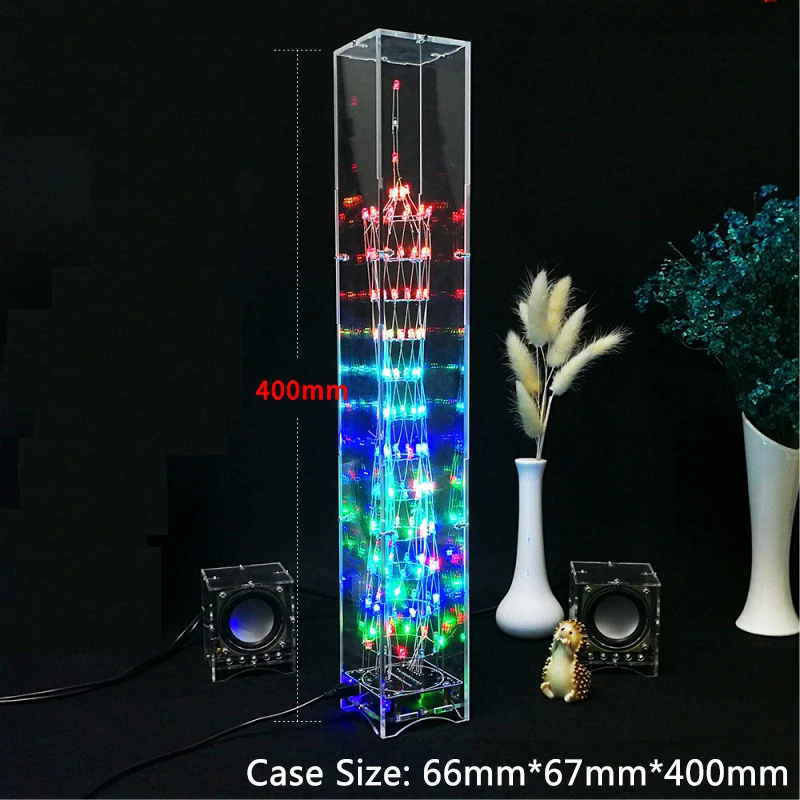 Colorful DIY MINI Canton Tower LED Light Cube Kit Remote Control Music Spectrum Electronic Kit MINI Version with remote