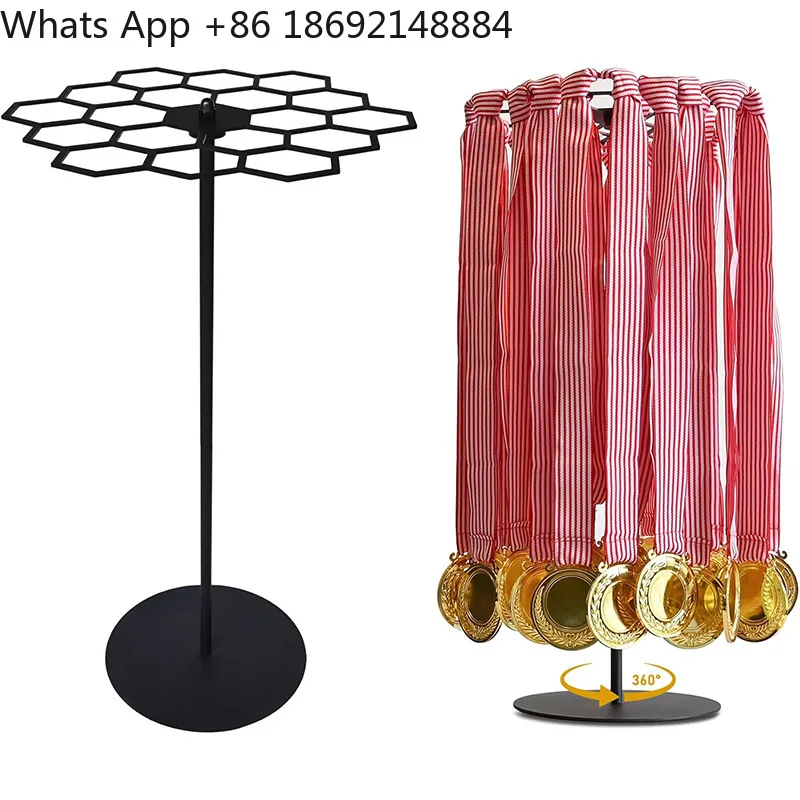 Rotatable Medal Hanger Desktop  Display Stand Multifunctional Metal Medal Hanger Desktop Medal Storage Rack