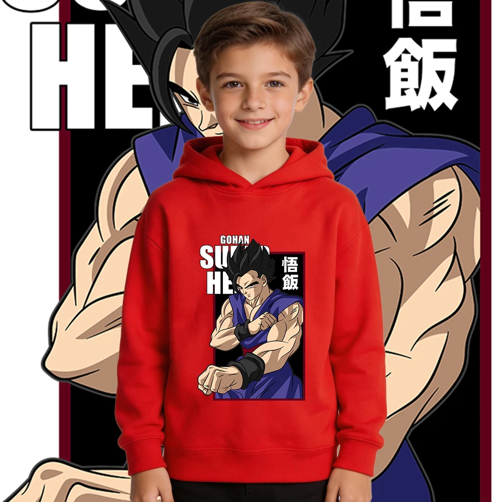 Dbz Gohan Anime Print Hoodie for Boys Girls Kids Fleece Lined Warm Fall Winter Pullover Hooded Sweatshirt