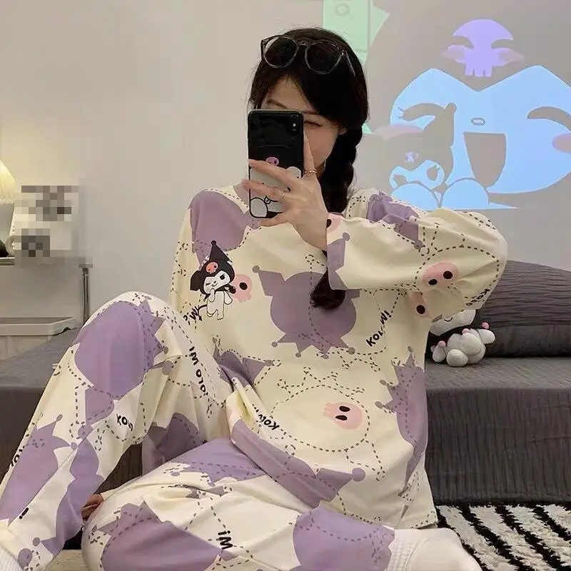 

Hot Girls Long Sleeved Trousers Pajama Set Women's Spring and Summer New Comfort Soft Home Wear Women's Fashion Two Piece Set