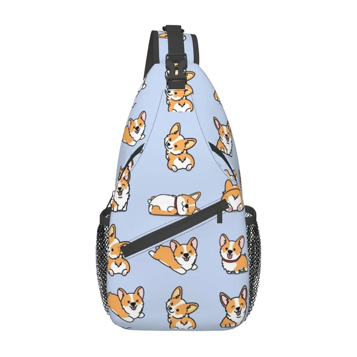 Kawaii Corgi Crossbody Sling Bag Casual Chest Bag Cute Animal Shoulder Backpack Daypack for Travel Hiking Cycling Pack