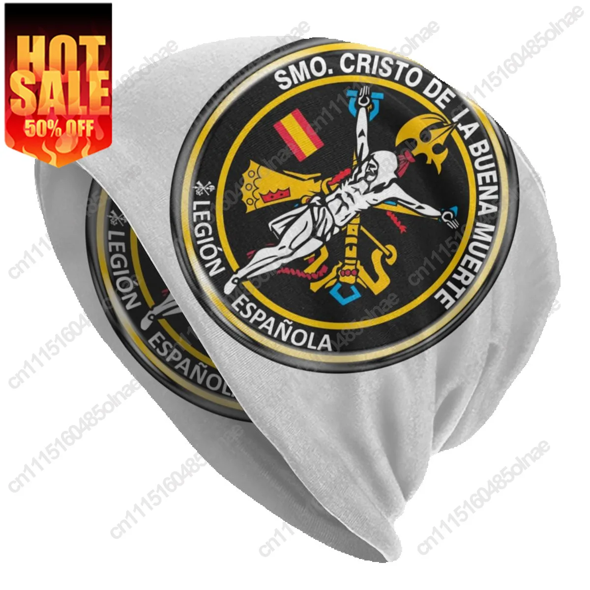 Custom Winter Warm Knitted Adult Sock Unisex Spanish Legion Skullies Beanies Caps Saint Christ Of The Good Death Bonnet Hats