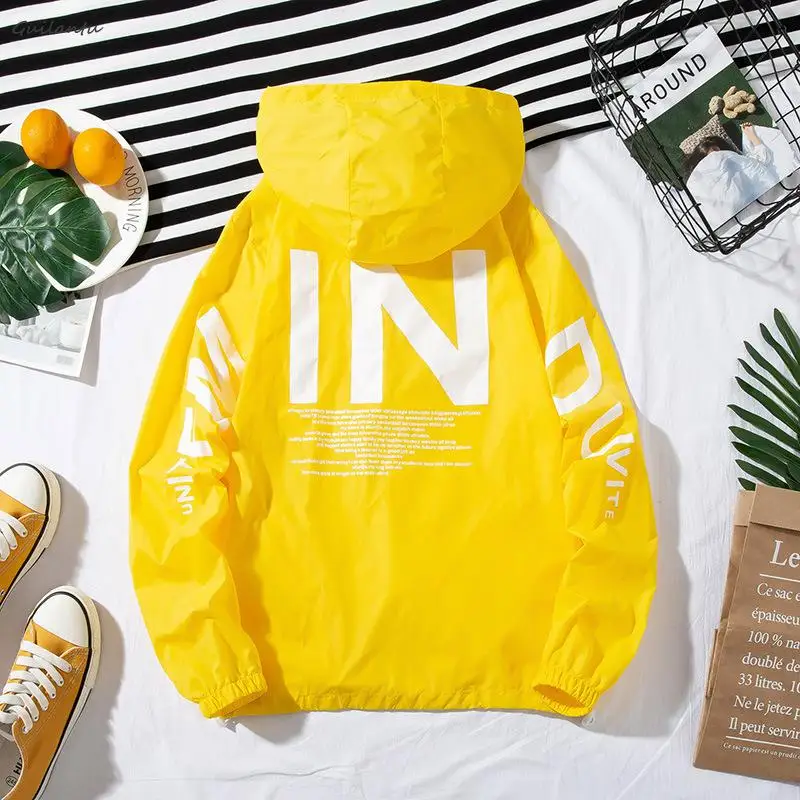 

Summer Plus Size Windbreak Sweatshirt Jacket Women Fashion Hooded Zipper Letter Bombers Coat Female Yk2 Streetwear Outerwer