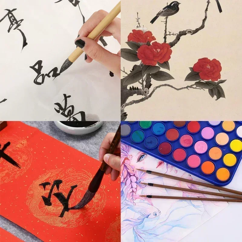 Script Hair Pcs Chinese Writing Calligraphy Painting Set Commonly Case Brushes Regular Used 11 Pen Weasel Brush With