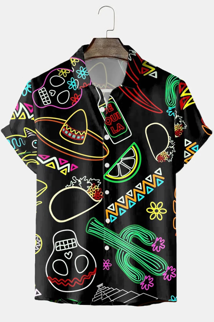 New Hawaiian Shirt For Men Skull 3d Printed Beach Shirt Short Sleeve Button Casual Men's Skull Shirts Oversized Camisa S-5XL