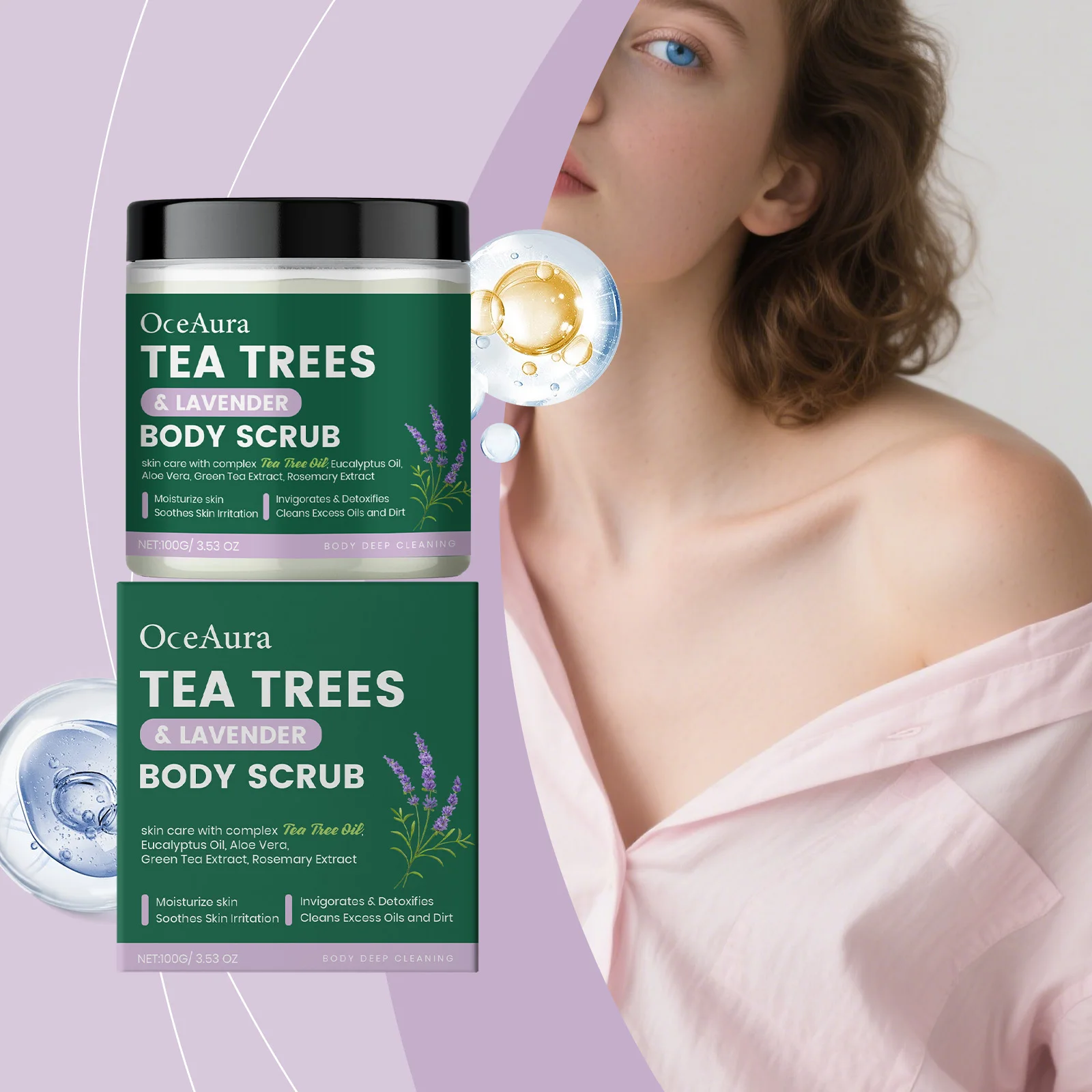 For Foot Body Tea Tree Lavender Scrub Cream Deeply Cleansing Physical Exfoliabtion Through Granules Skin For Soft Tender Skin