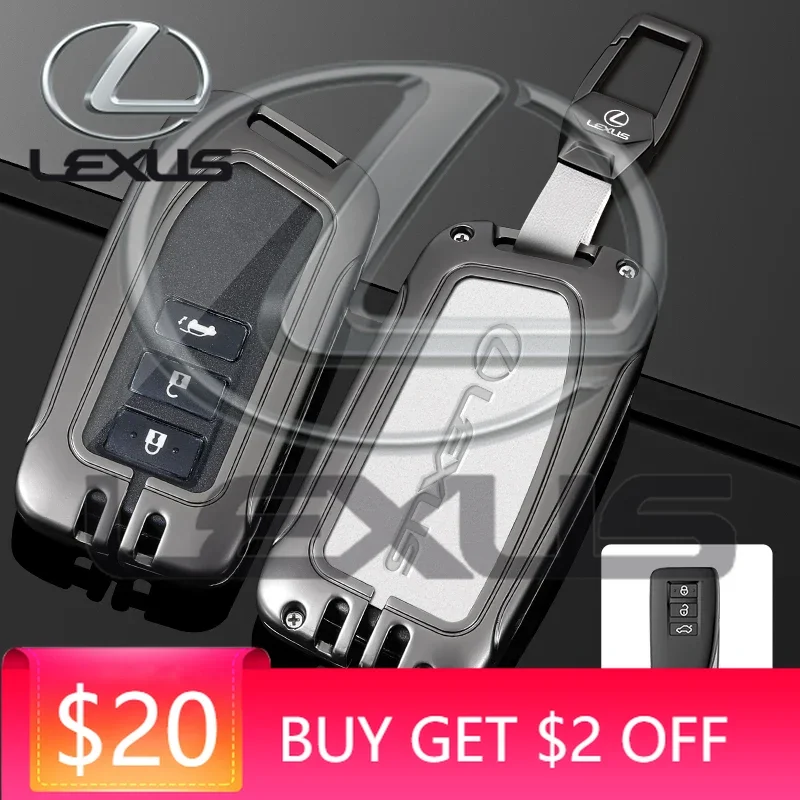 

Чехол-брелок для автомобильного ключа Lexus NX 200, NX300H, RX 350, 450H, ES 350, ES 300h, 2/3 кнопки, кожаный, с эмблемами