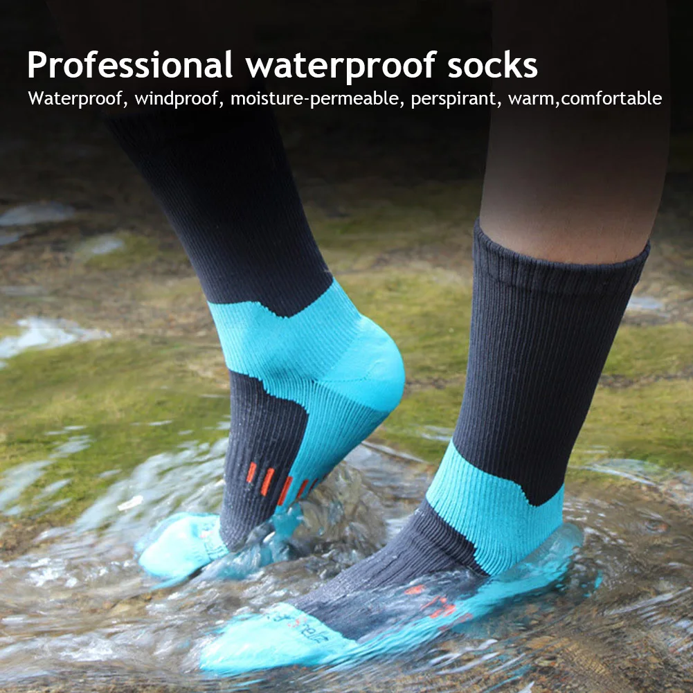 1Pair Waterproof Sock Breathable Crew Outdoor Socks Hiking Wading Camping Cycling Winter Skiing Warm Sweat Absorption Sport Sock