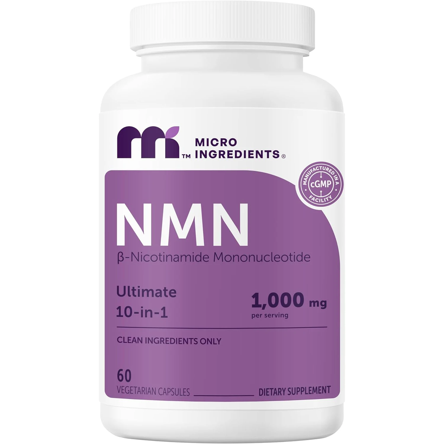NMN Complex 1000mg - Nicotinamide Mononucleotide, Vitamin C, Resveratrol, CoQ10, TMG, Quercetin & Glutathione, NAD+ Supplement