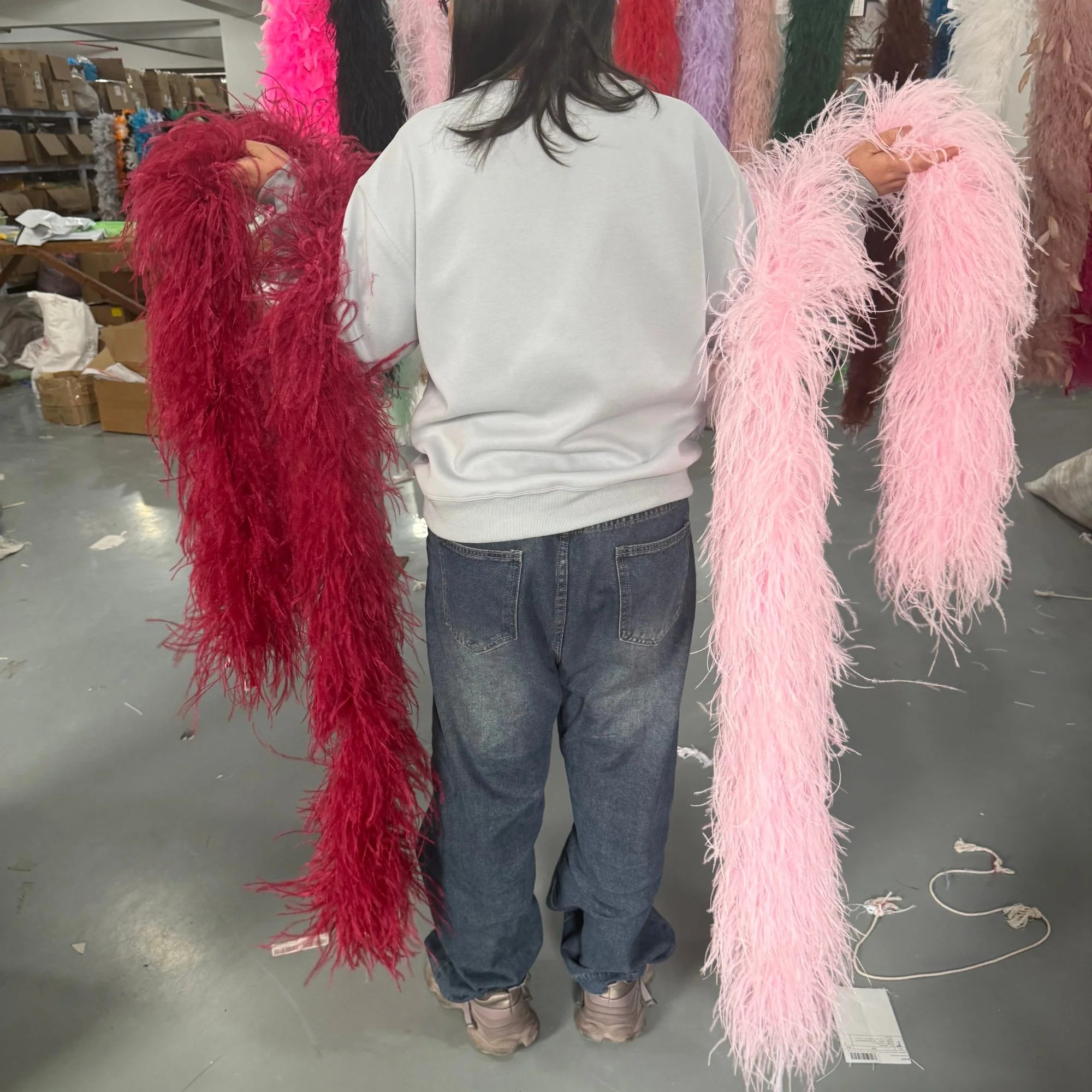 2 4 6 8 10Ply Natural Ostrich Feather Boa 2Meters High Quality Trim Shawl for Party Dresses Sewing Decoration Boa Tops Customize