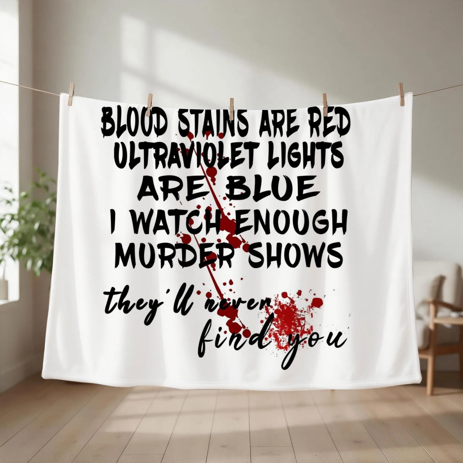Blood stains are red ultraviolet lights are blue Throw Blanket Bed Luxury Designer Soft Big Sofa Quilt Blankets