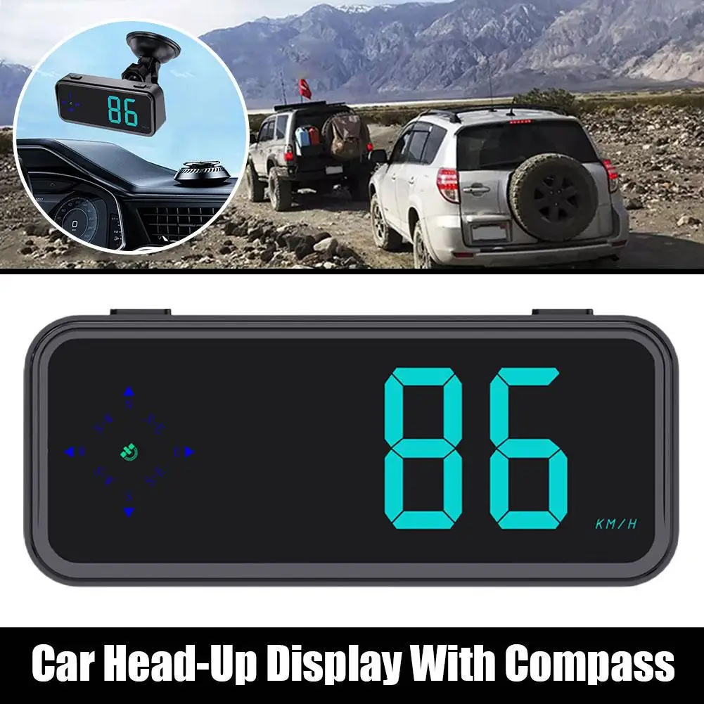 عداد السرعة الرقمي LED صغير عالمي نظام تحديد المواقع سيارة HUD رئيس يصل عرض KMH وحدة GPS لاختبار الكبح تسريع