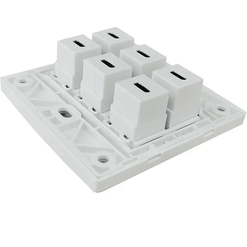 86*86mm 4-Port/6-Port Buckle Solder Free Version 3.1 10Gbps Speed USB Type-C Panel Wall Plug Weak Current Socket