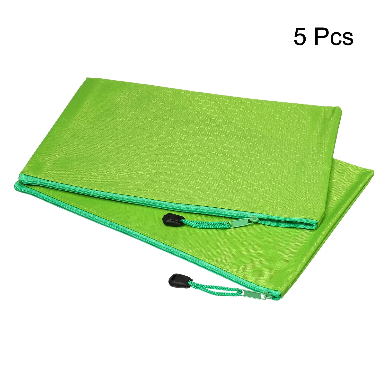 

5Pcs Waterproof Zipper File Bags B5 Document Storage Folders Bills Pencil Pouch for Office Travel, Green