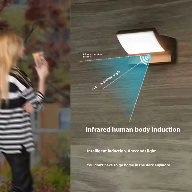 الحديثة في الهواء الطلق الجدار مصباح الممر شرفة حديقة مصابيح المعيشة غرفة نوم الجدار ضوء LED IP65 مقاوم للماء مع أضواء الاستشعار #3