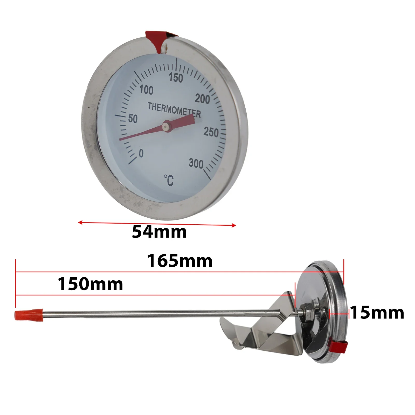 Accurate Deep Fryer Oil Temperature Gauge  Stainless Steel Food Thermometer for Perfectly Cooked Meals  Easy to Read Dial Design