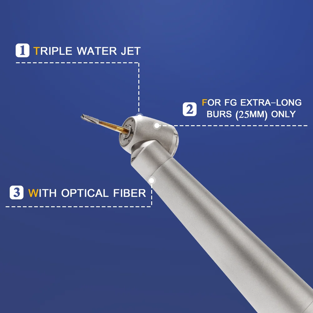 Dental 45 ° High Speed Handpiece Led Acoplador Single Water Spray Fibra Óptica Rolamento Cerâmico AI-X450KL