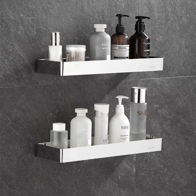 Wall Mount SUS304 Bathroom Shower Shelf, Black Chrome Square Corner Storage Holder, Shampoo Organizer Basket