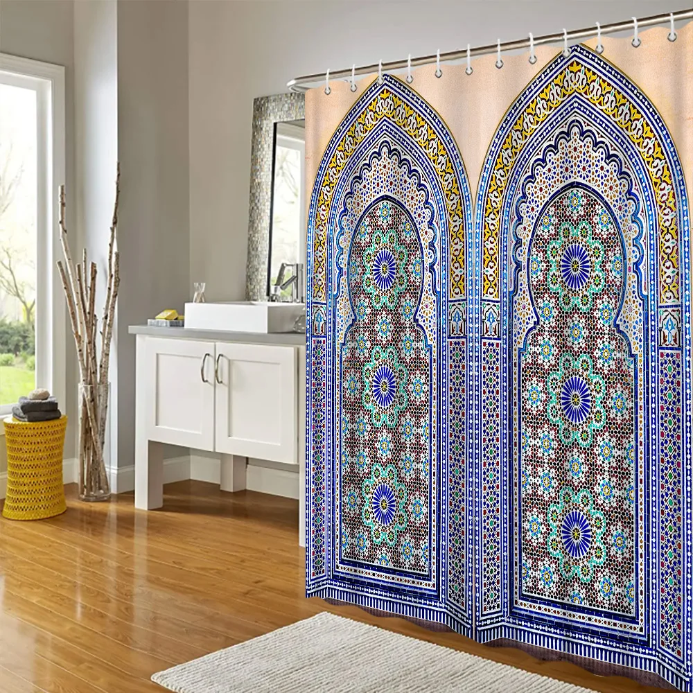 Arabic Arch Morocco Antique Doors Shower Curtain Old Vintage Farm Wood Door Bedroom Curtains With Door Pattern Bathroom Decor