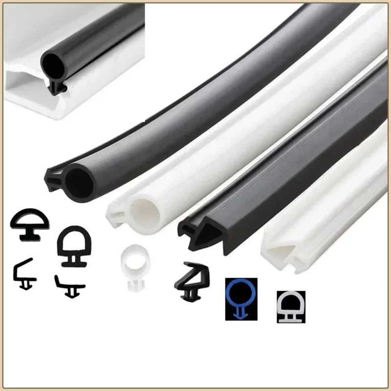 1/2/5m Bridge Aluminum Alloy Door Window Sealing Strip Slot Type Plastic Silicone Strip Sound Insulation,wind Proof Waterproof