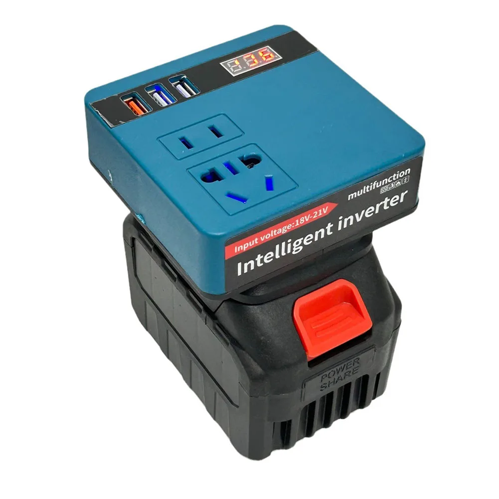 Auto Lithium Battery Inverter With 5 Batteries Built-in Transformer Current Display 120W DC 18V-DC 21V 220V 0.05A Inverters