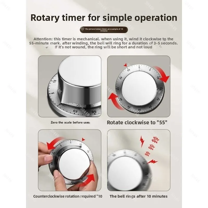 Style Kitchen Timer Mechanical Countdown Alarm Clock for Students Time Management and Cooking Reminder