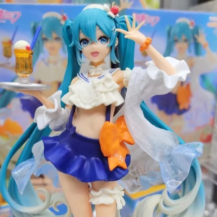 Original Furyu Hatsune Miku Gk Exceed Creative Figure Vocaloid Tropical Fruit Juice Pvc Anime Action Figure Model Doll Toys Gift