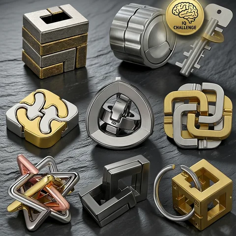 Difficult Metal Brain Teaser Puzzles for Adults Kids Magic Baffling IQ Logic Test Disentanglement Game Fun Challenge