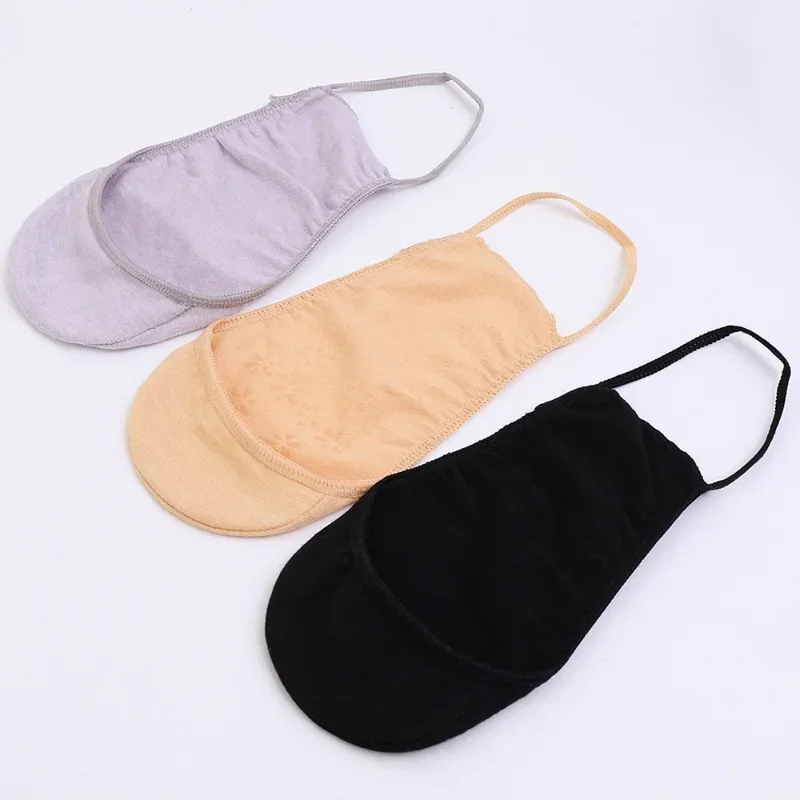 5Pcs Summer Non-slip Buttom Cotton Sock High Heels Invisible Shallow Forefoot Half Socks for Women Girls Ship Socks Slippers