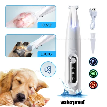 Dog Paw Trimmer with LED Light Fully Waterproof Pet Hair Trimmer with LED Display Dog…