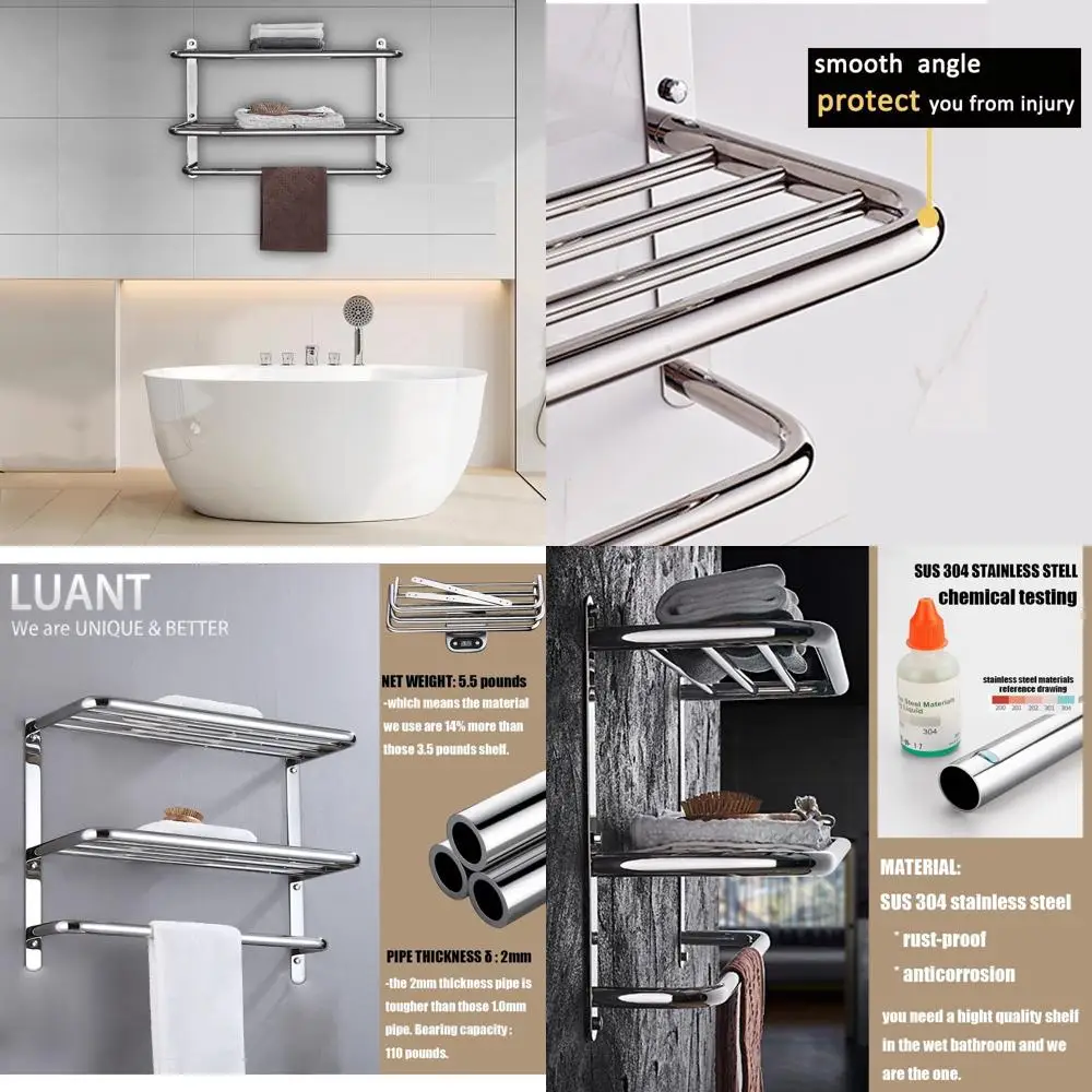 

24 Inch 3-Tier Wall-Mounted Bathroom Shelf with Towel Bars