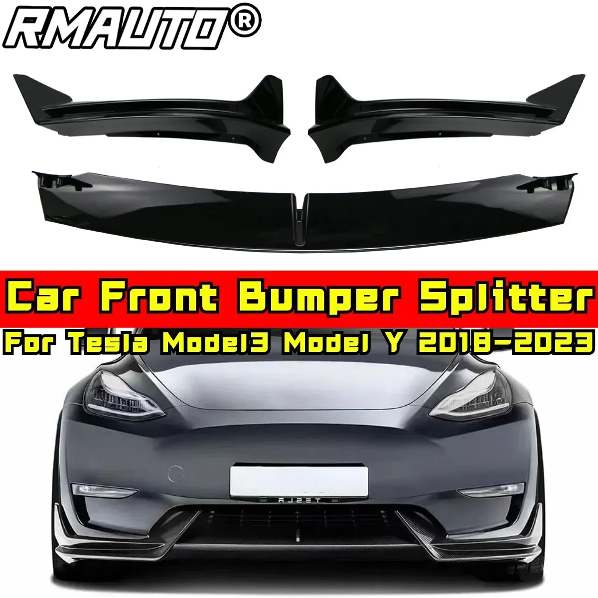 

For Tesla Model3 Model Y 2018-2023 Body Kit Front Bumper Splitter Carbon Fiber Look Sport Style Bumper Guard Car Accessories