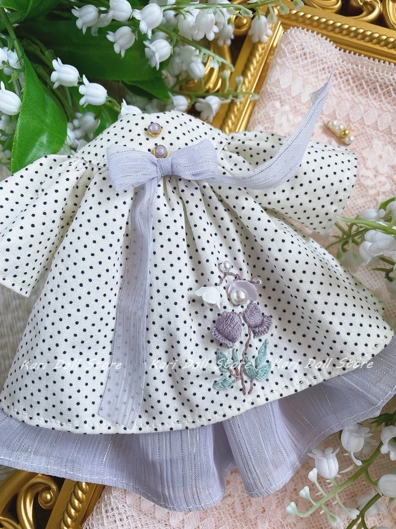 

2026 Kari Doll Clothes and skirts Lily of the Valley Embroidered Polka Dot Top and Skirt Set for Landazz Landoudou Doll