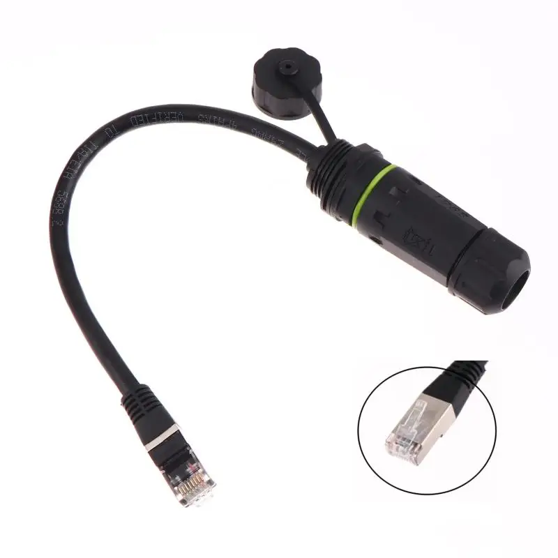 

30.5cm High Quality RJ45 8P8C Waterproof Network Pass-through Head Connector RJ45 Male To Female Adapter Extension Cord