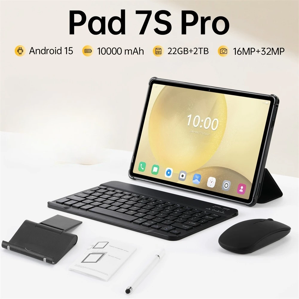 

Новый планшетный ПК Pad 7s pro, 10000 мАч, 5G, Dual SIM, Android 15, оригинальный, 22 ГБ + 2 ТБ, глобальная версия, 10-дюймовые детские планшеты с клавиатурой