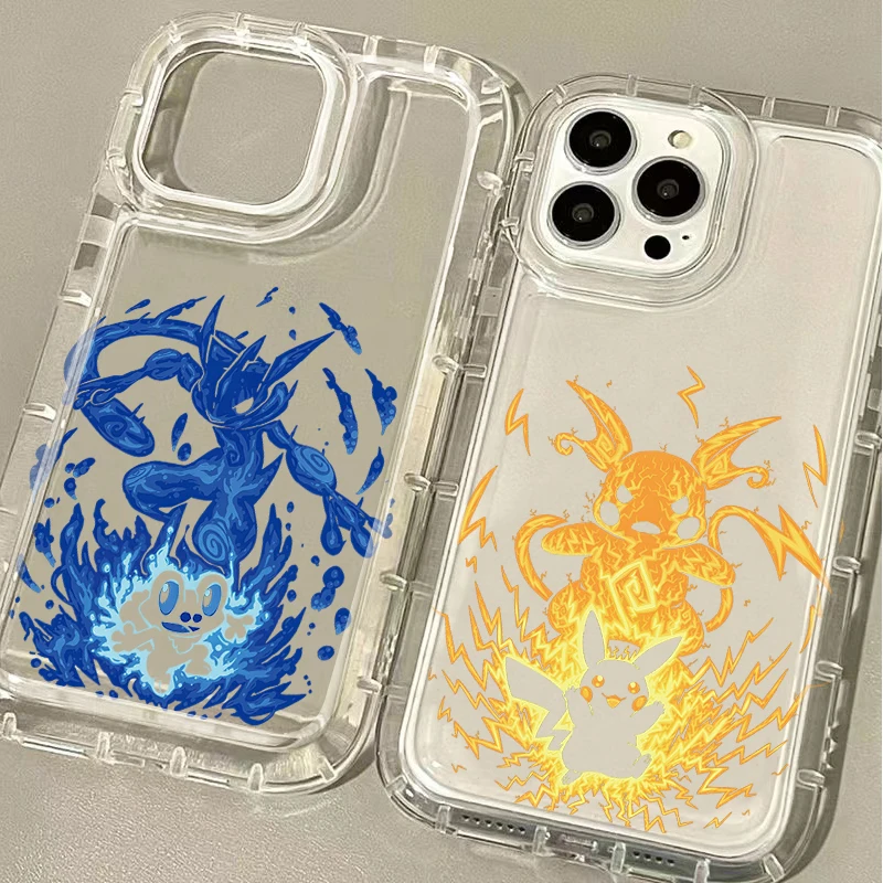 Anime P-Pokemon Phone Case For iPhone 16 15 14 Pro 13 12 11 Max Plus 7 8 Plus XR X XS SE 2020 Shockproof TPU Soft Silicone Cover - náhled 3