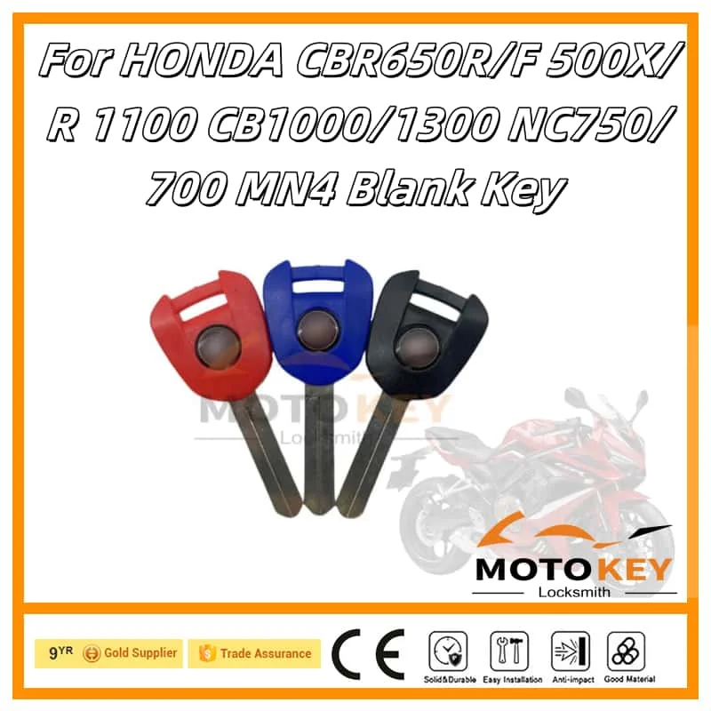 Blank Key Motorcycle Replace Uncut Keys can be placed anti-theft chip For HONDA CBR650R/F 500X/R 1100 CB1000/1300 NC750/700 MN4