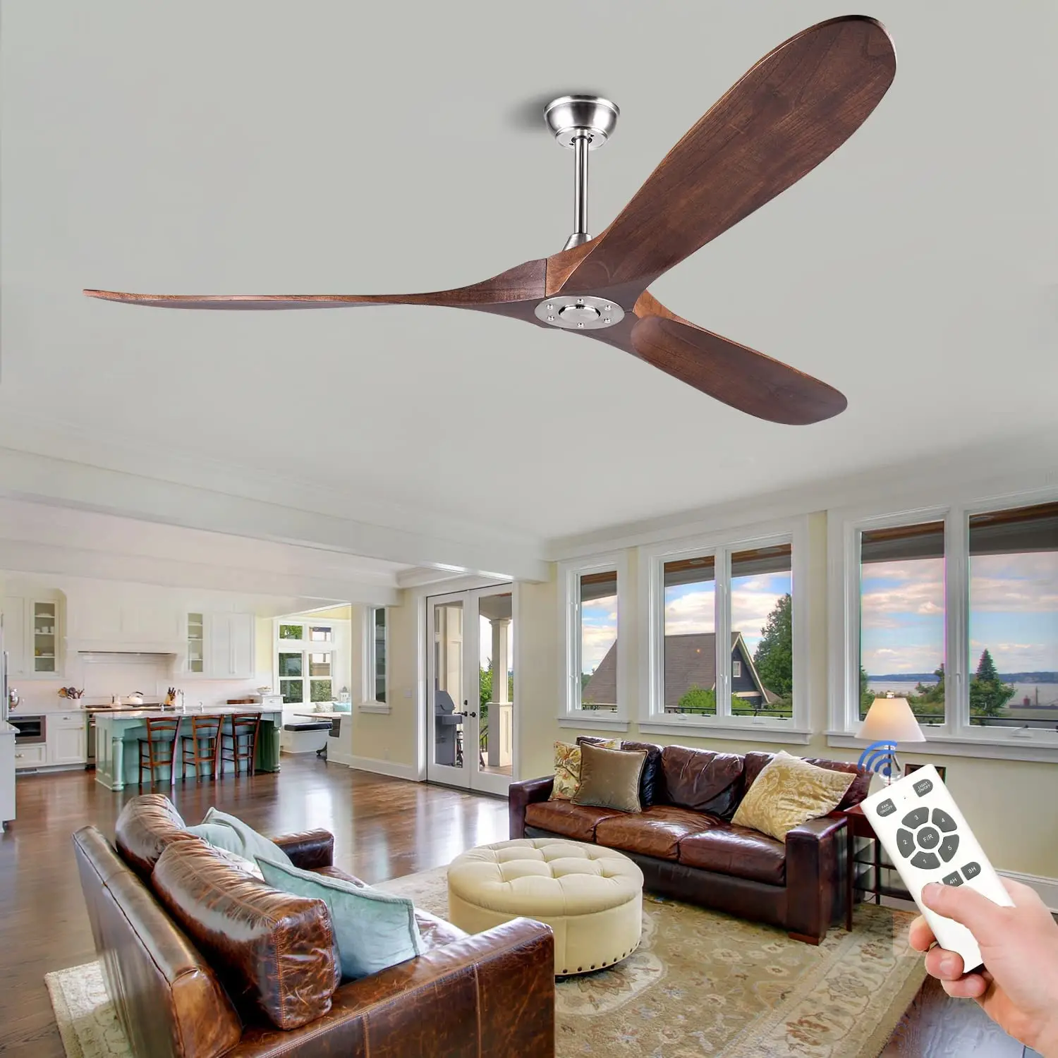 YOLEDY Lustre Ventilateur Plafond Avec Lumière Et Télécommande - Style Bohème Vintage Chanvre