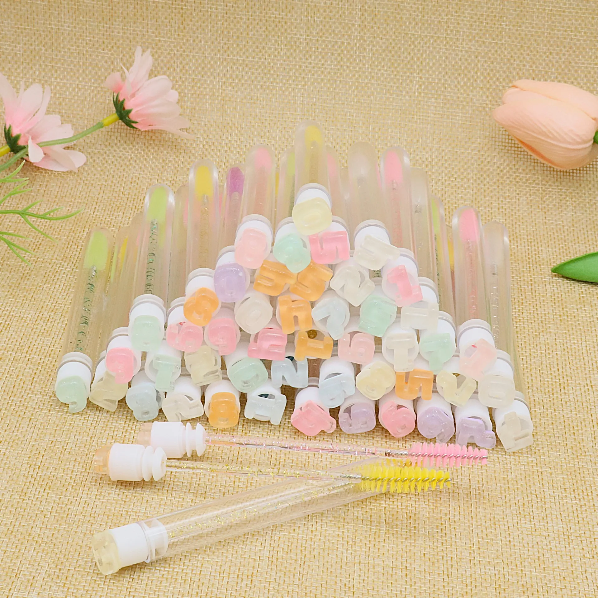 الجملة المتاح رسائل لاش العصا رمش فرشاة أنبوب المحمولة الغبار برهان كريستال بريق فرشاة للمكياج جلدة Coloful كريستال #2